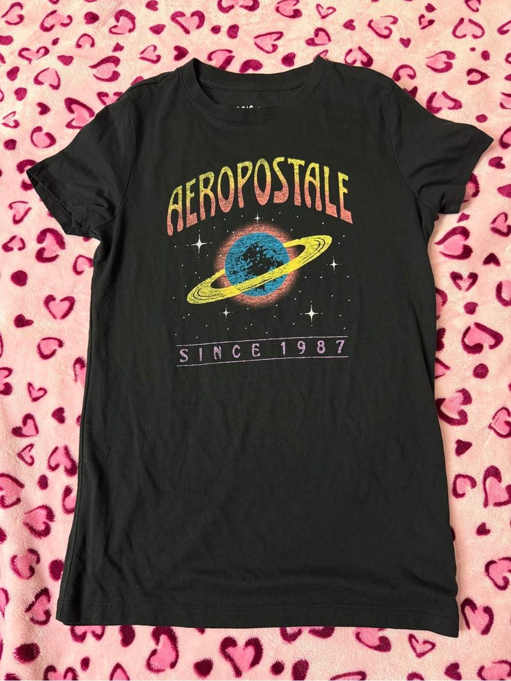 Aeropostale Black Graphic Planet Tee